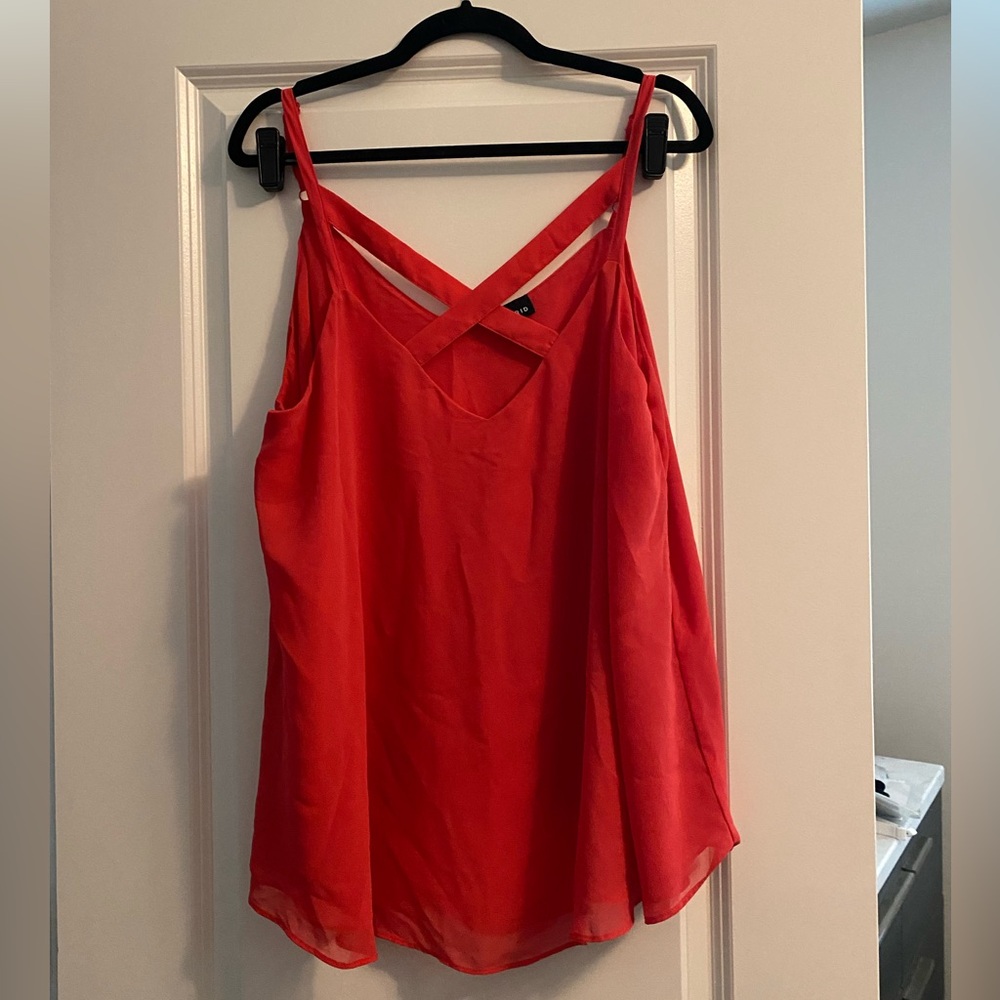 Torrid front cross pink spaghetti strap blouse